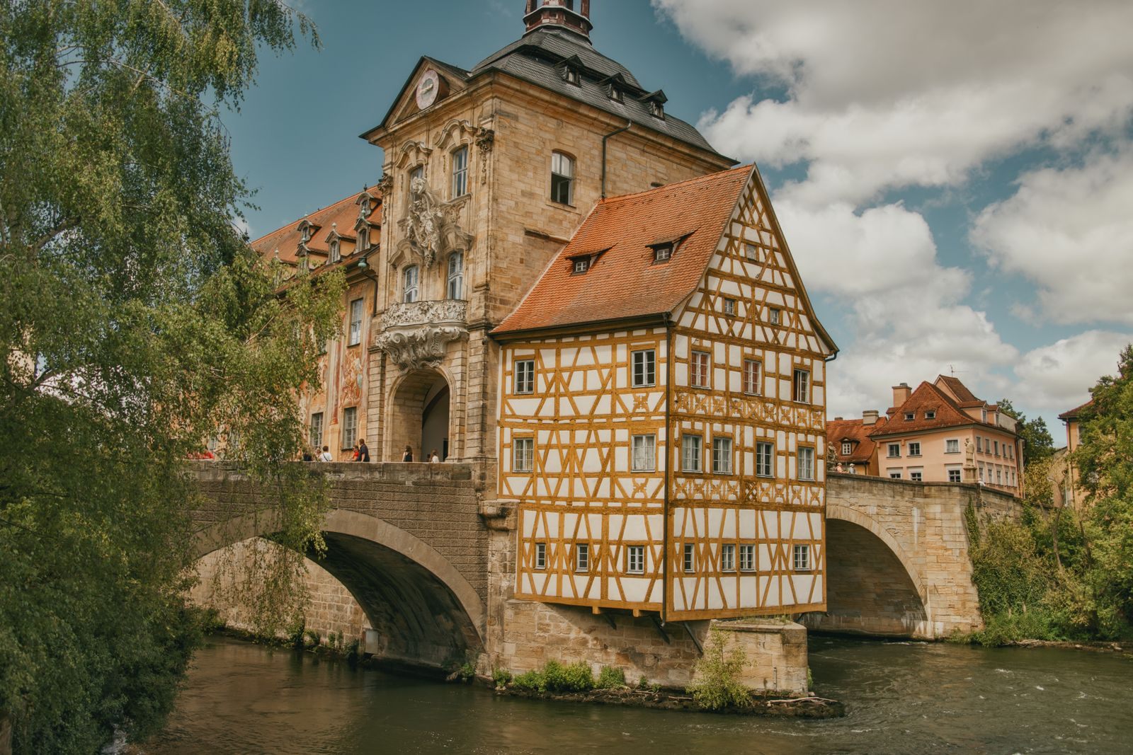 Bamberg&rsquo;s Old Town Hall on its bridge over the Regnitz, near the start of the Main-Danube Canal on Rhine Main Danube river cruises